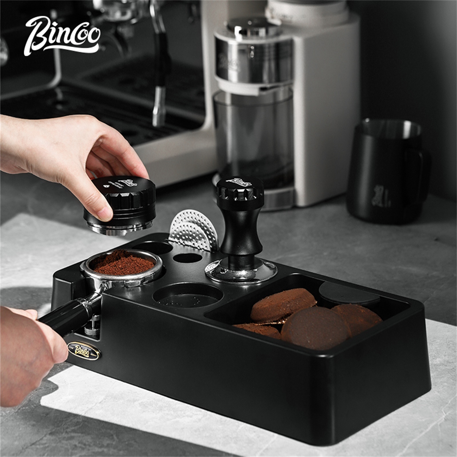 Espresso Tamper Set - Bincoo Kahve Dağıtıcı 51/58mm Kumaş Tozu